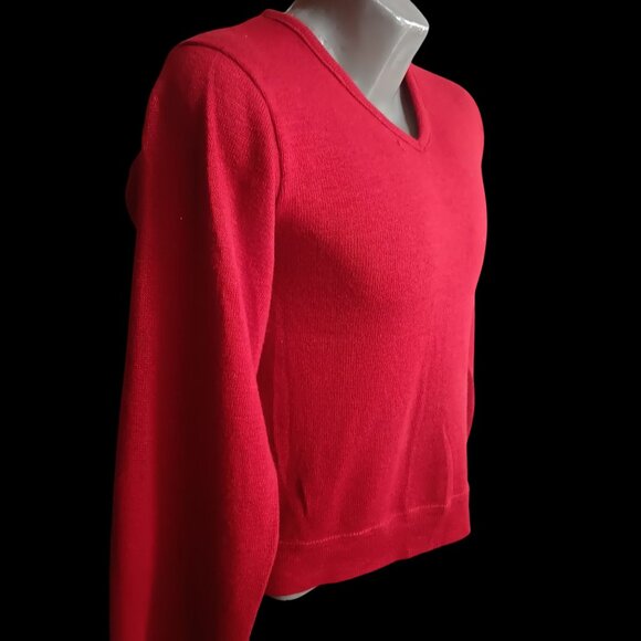 Vintage Men's Small V-Neck Sweater Wine Red Creslan & Rayon 1970's Buttery Man - Picture 4 of 6